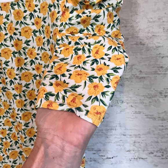 TCEC Floral Print Puff Shoulder Blouse Sz L Summer Cottagecore Vacation Boho - Picture 4 of 16